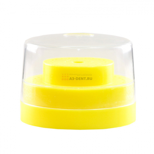 Подставка пластиковая Wuhan для боров, круглая,с прозрачной крышкой, 60 отверстий, жёлтая. фото 3