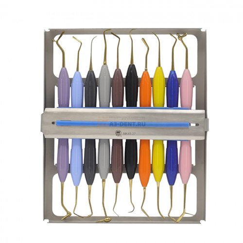 Контейнер - кассета  для стерилизации инструментария, с набором инструментов для работы с композитом