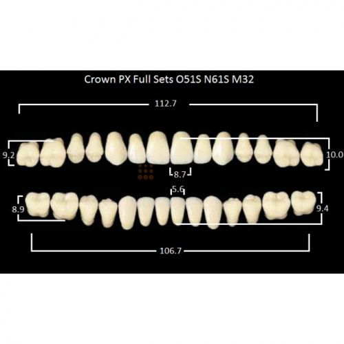 Зубы PX CROWN / EFUCERA, цвет A4, фасон O51S/N61S/32, полный гарнитур, 28шт. фото 2