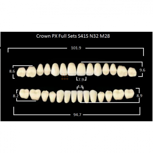 Зубы PX CROWN / EFUCERA, цвет B2, фасон S41S/N32/28, полный гарнитур, 28шт. фото 2